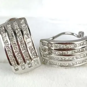18ct White Gold Diamond Earrings - 2.0CT - Huggies