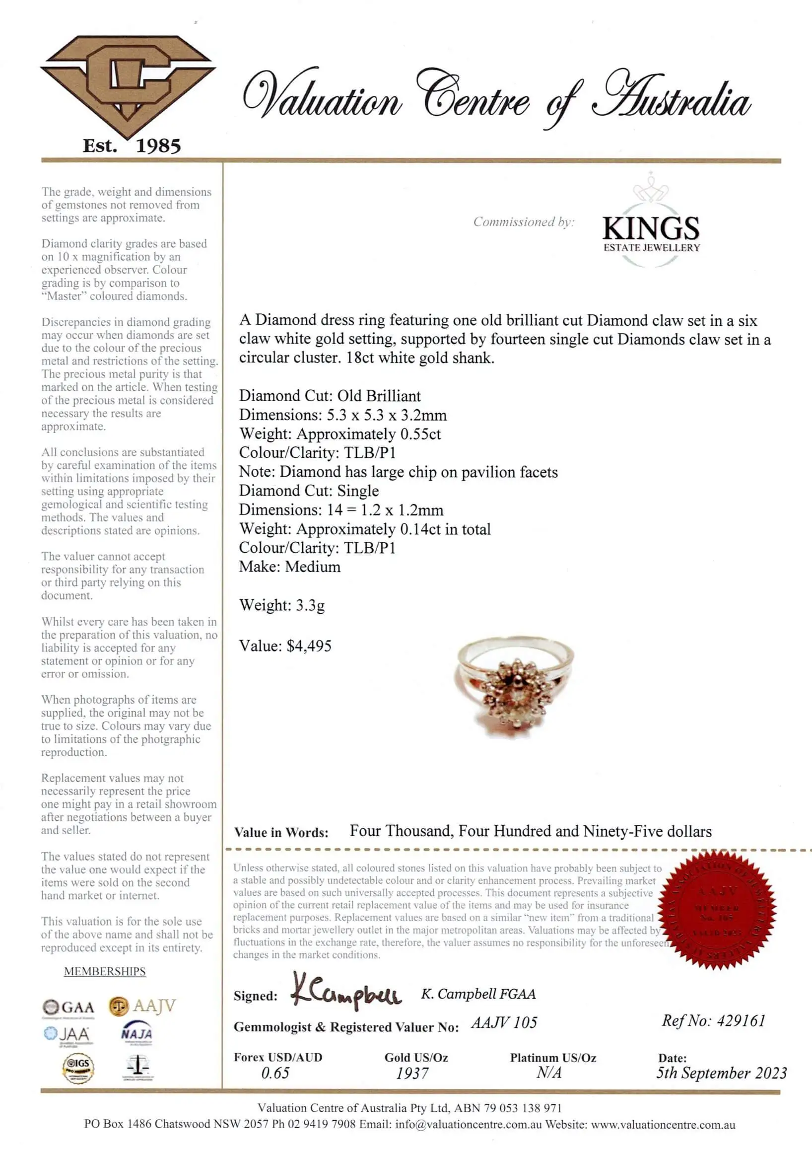 Vintage 18ct Gold Diamond Ring - Image 6