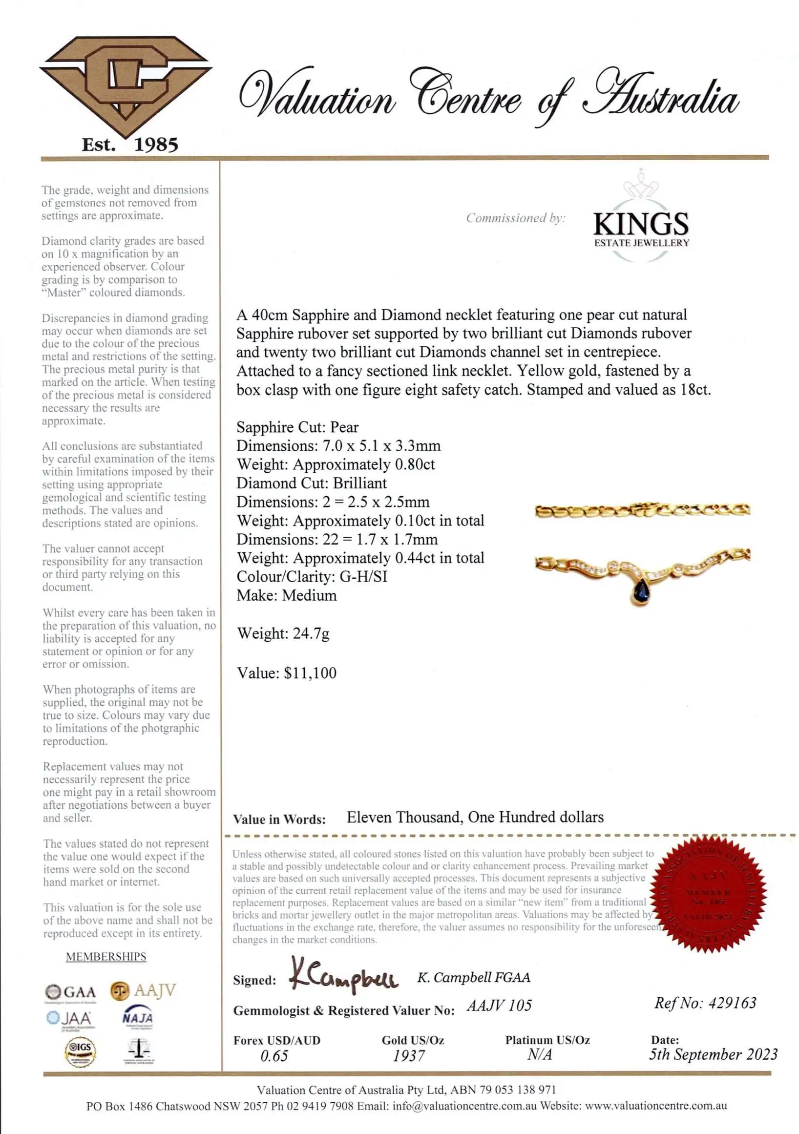 18ct Gold Sapphire Diamond Necklace - Image 5