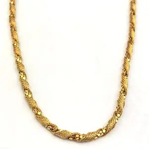 18ct Yellow Gold Twisted Rope Design Necklace Chain - Long 76cm