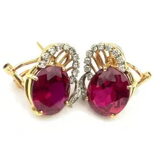 18ct Gold Ruby & Diamond Earrings