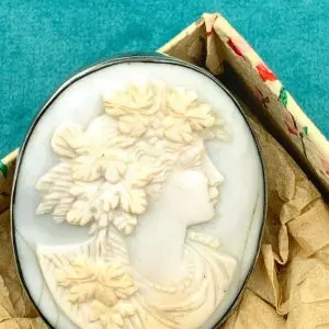 Vintage Sterling Silver Cameo Brooch