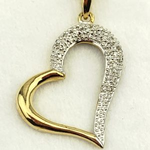 9ct Gold Diamond Heart Pendant