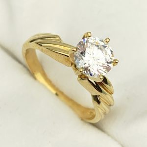 9ct Yellow Gold Solitaire CZ Ring