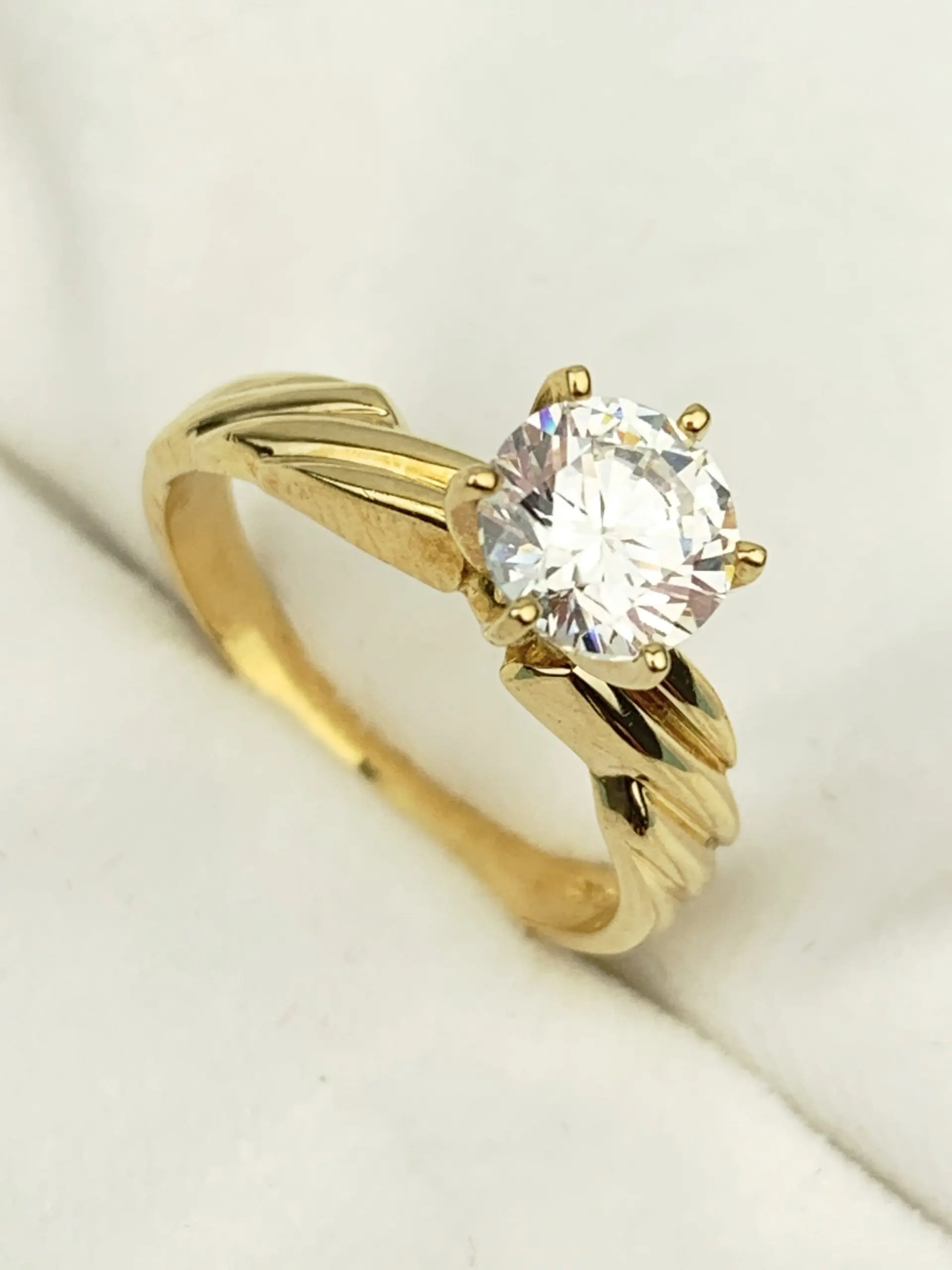 9ct Yellow Gold Solitaire CZ Ring