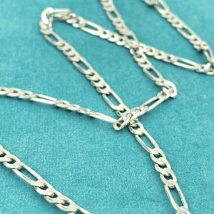 9ct White Gold Figaro Link Chain Necklace