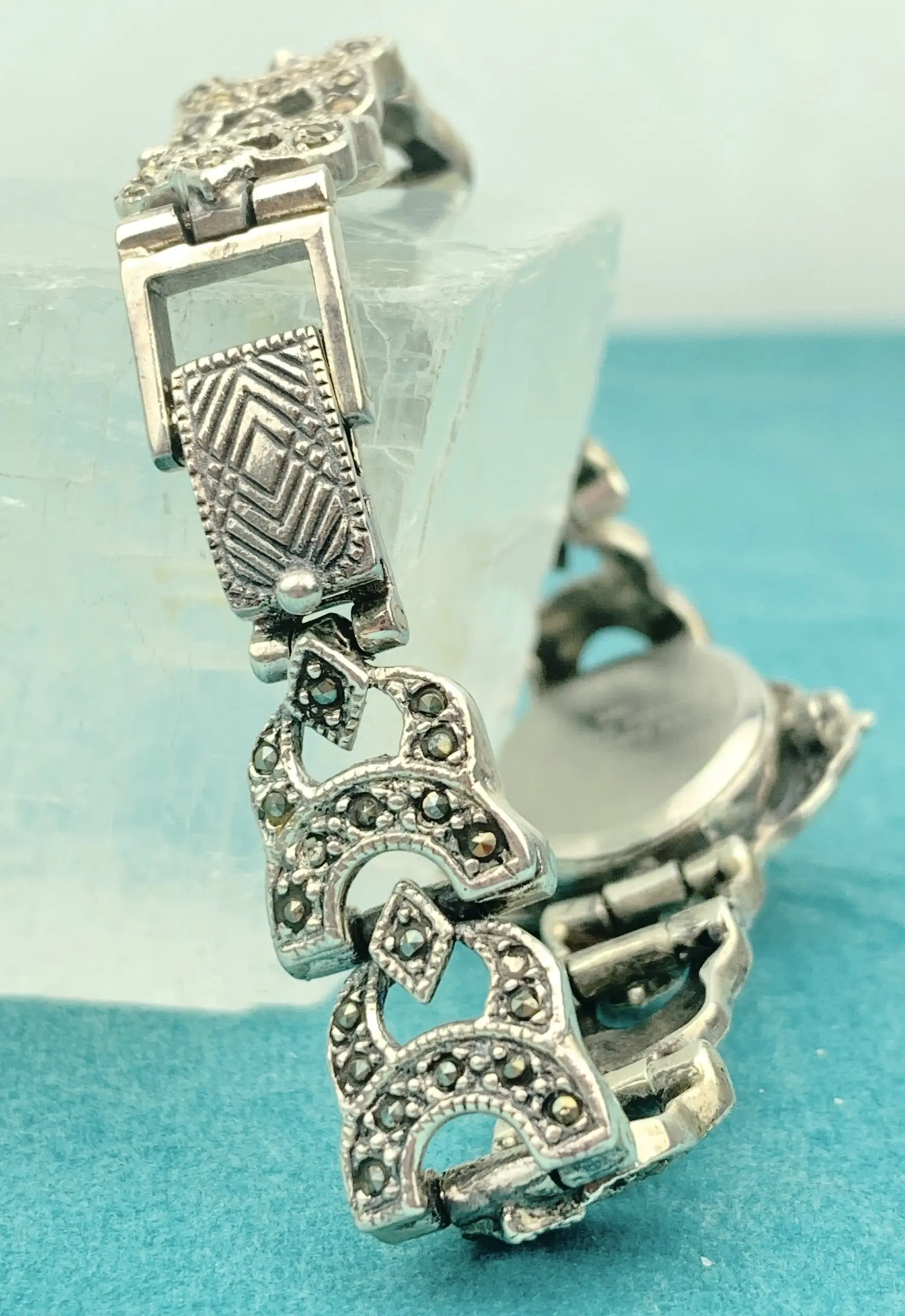 Vintage Sterling Silver Quartz Marcasite Ladies Watch (Copy) - Image 4