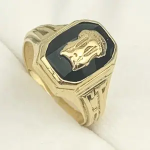 Vintage 10ct Yellow Gold 1940's Mountain Lakes USA High School Ring