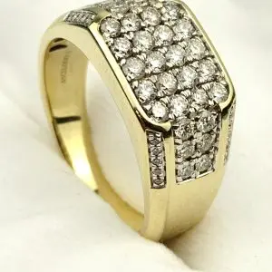 10ct Yellow Gold Mens Diamond Ring MHJ - TDW 1.0 Carat!!
