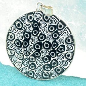 Glass Of Venice Millefiori Murano Glass Pendant in Sterling Silver Frame