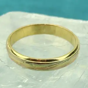 18ct Three-Tone Gold Wedding Band Ring