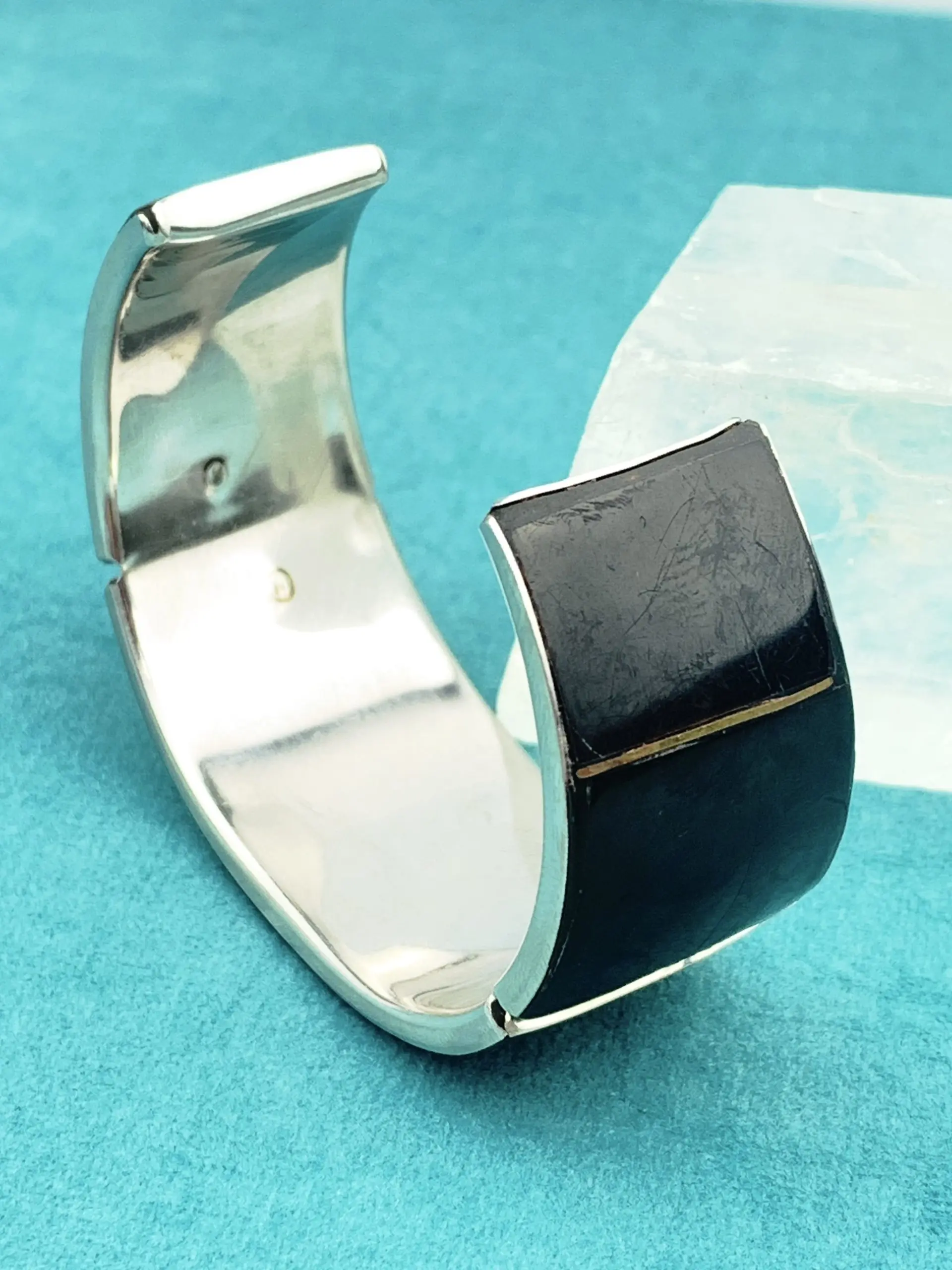 Handmade Native American Sterling Silver Open Cuff Bracelet Bangle - Image 4