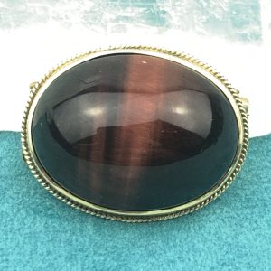 Vintage Banded Agate Brooch/Pendant 9ct Yellow Gold