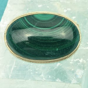 Vintage Malachite Brooch/Pendant 9ct Yellow Gold