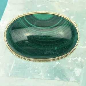 Vintage Malachite Brooch/Pendant 9ct Yellow Gold