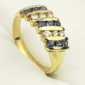 18ct Gold Diamond & Sapphire Ring