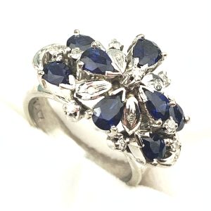 Vintage 14ct Gold Diamond & Sapphire Ring