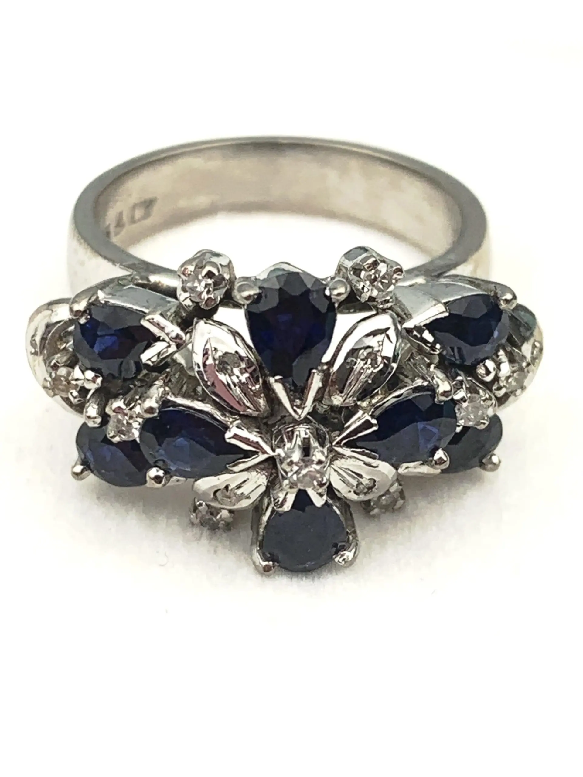 Vintage 14ct Gold Diamond & Sapphire Ring - Image 3