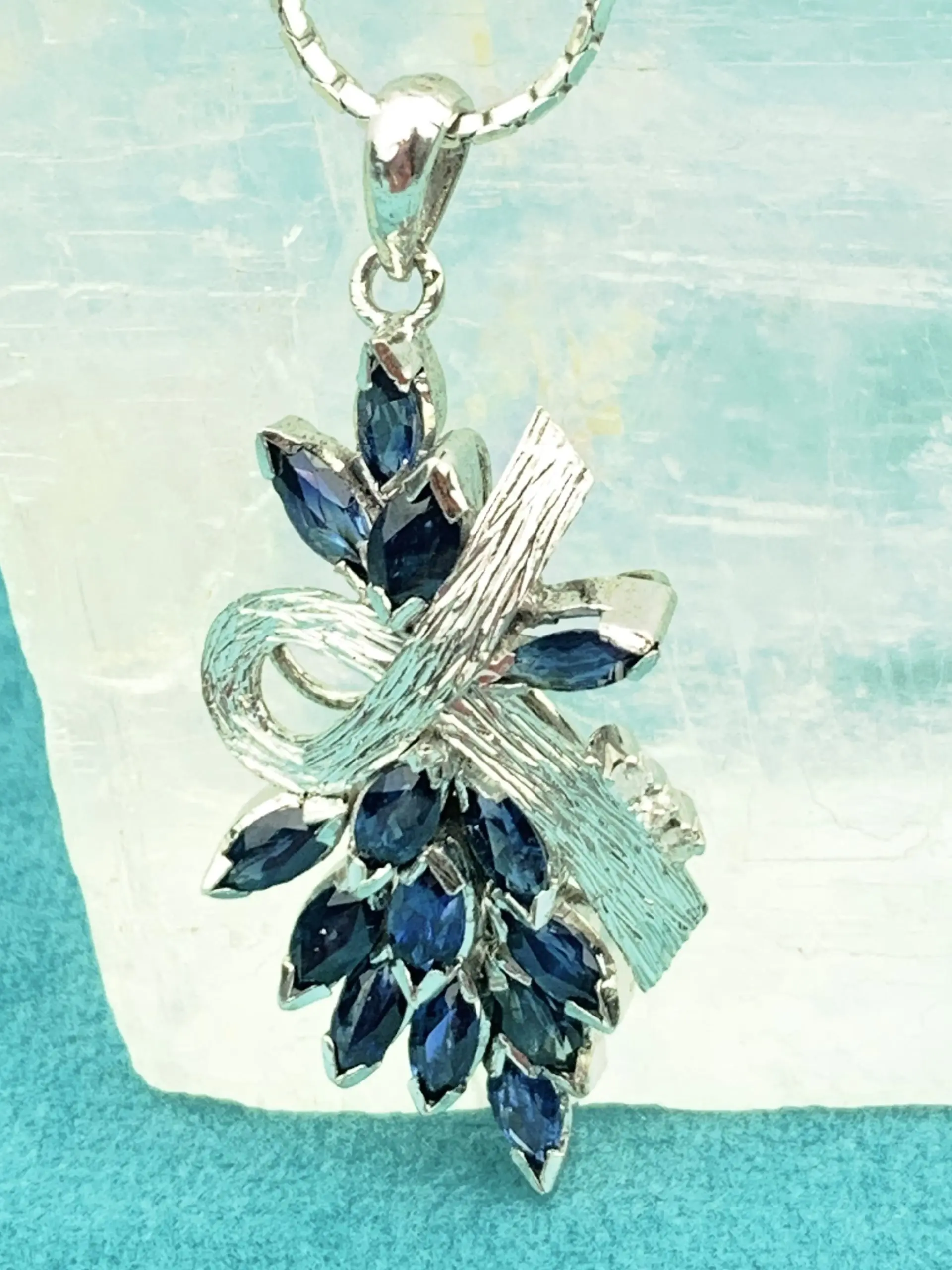 Silver 925 Diamond & Sapphire Pendant