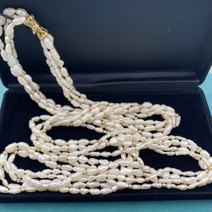 Four Strand Seed Pearl Necklace with 14ct Gold Clasp