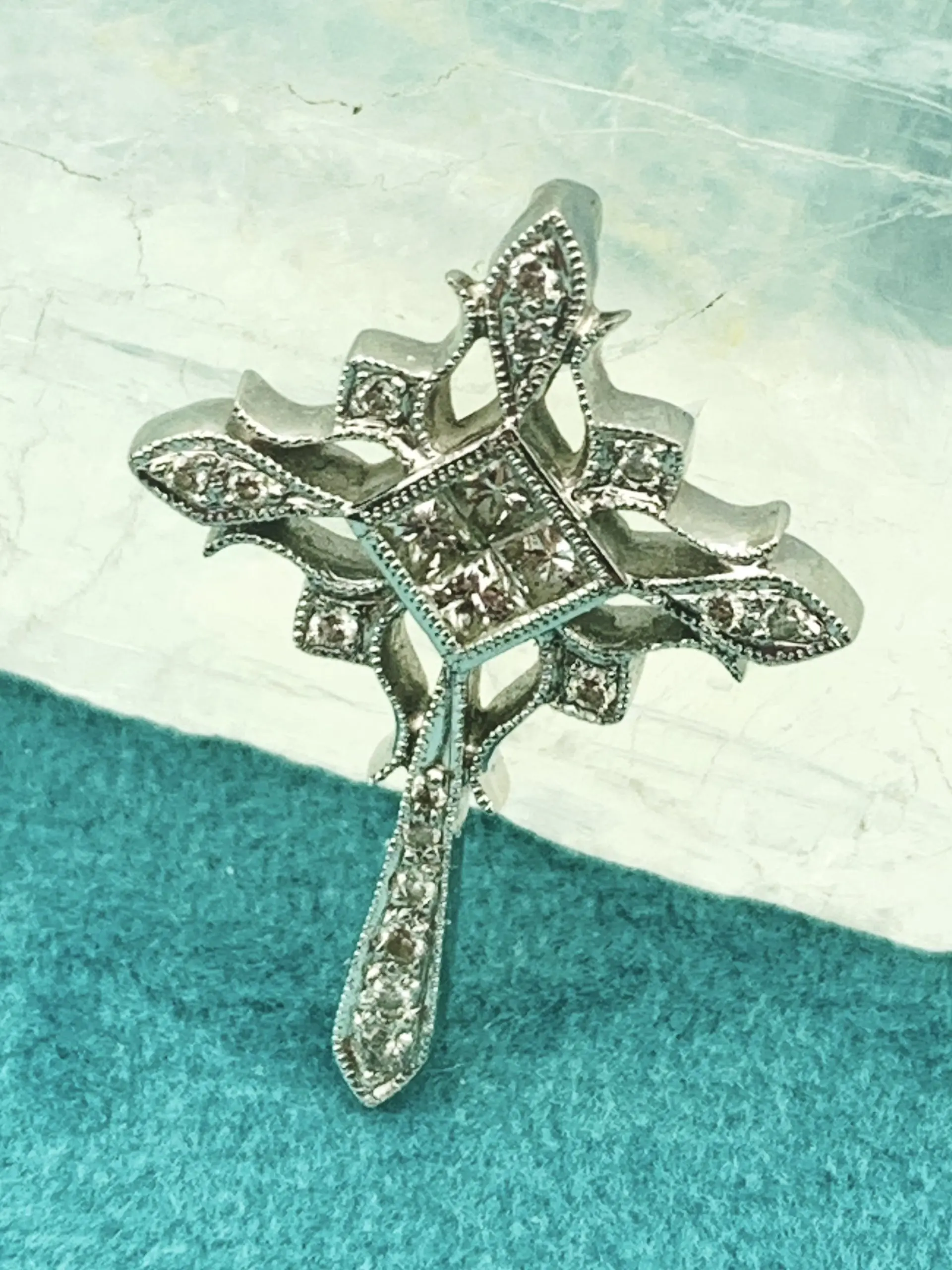 18ct White Gold Diamond Cross Pendant Runner