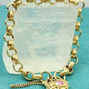 9ct Gold Belcher Bracelet & Heart Locket