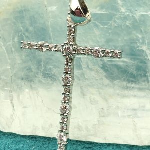 18ct White Gold Diamond Cross Pendant