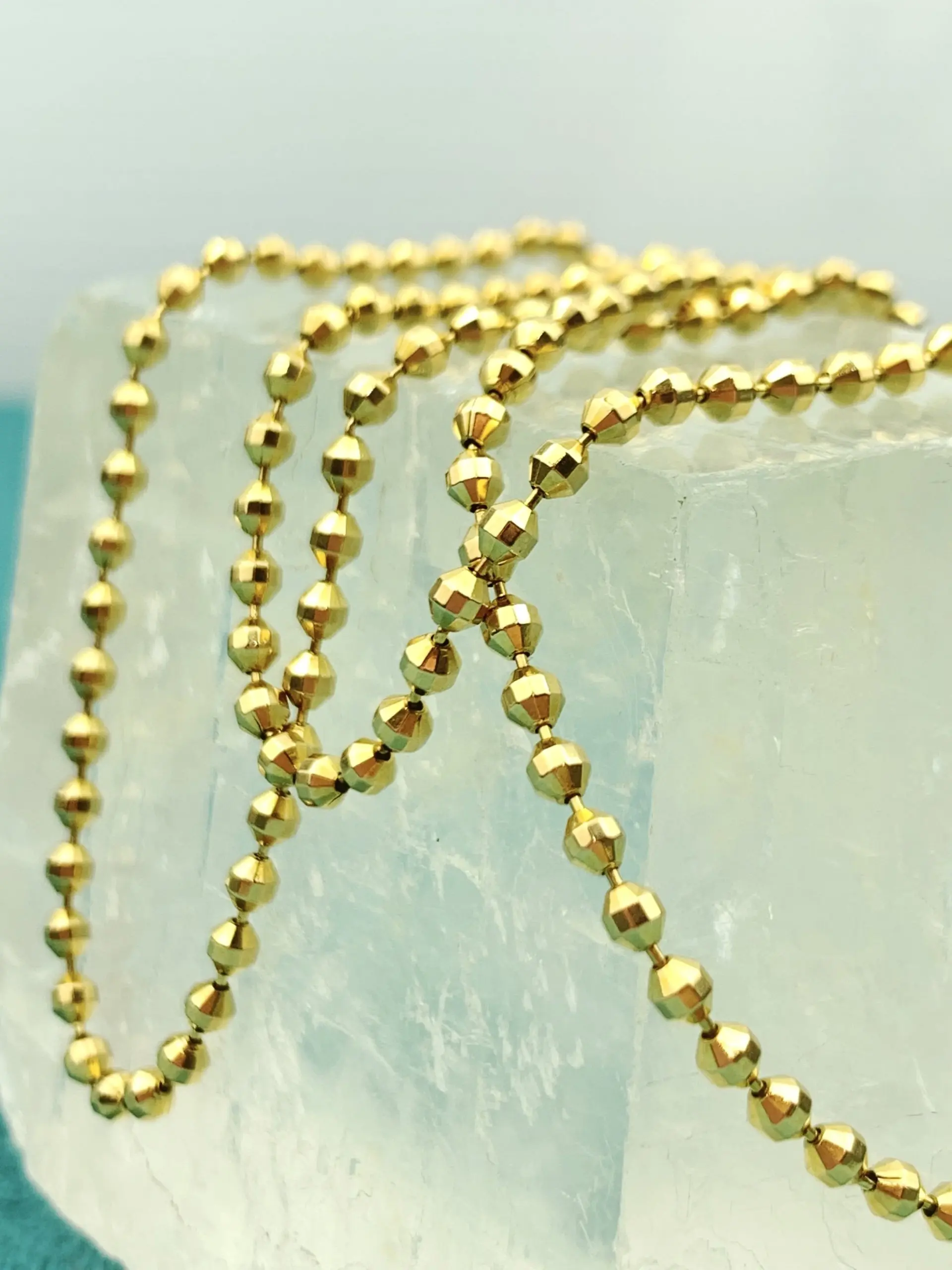 18ct Gold Diamond Cut Ball Necklace Chain