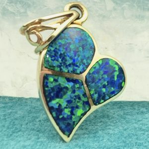 10ct Gold Opal Heart Pendant
