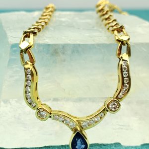 18ct Gold Sapphire Diamond Necklace