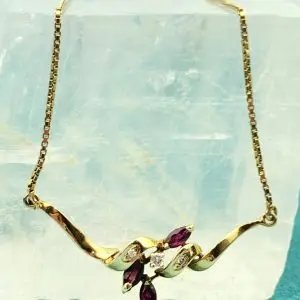 9ct Gold Diamond & Garnet Necklace