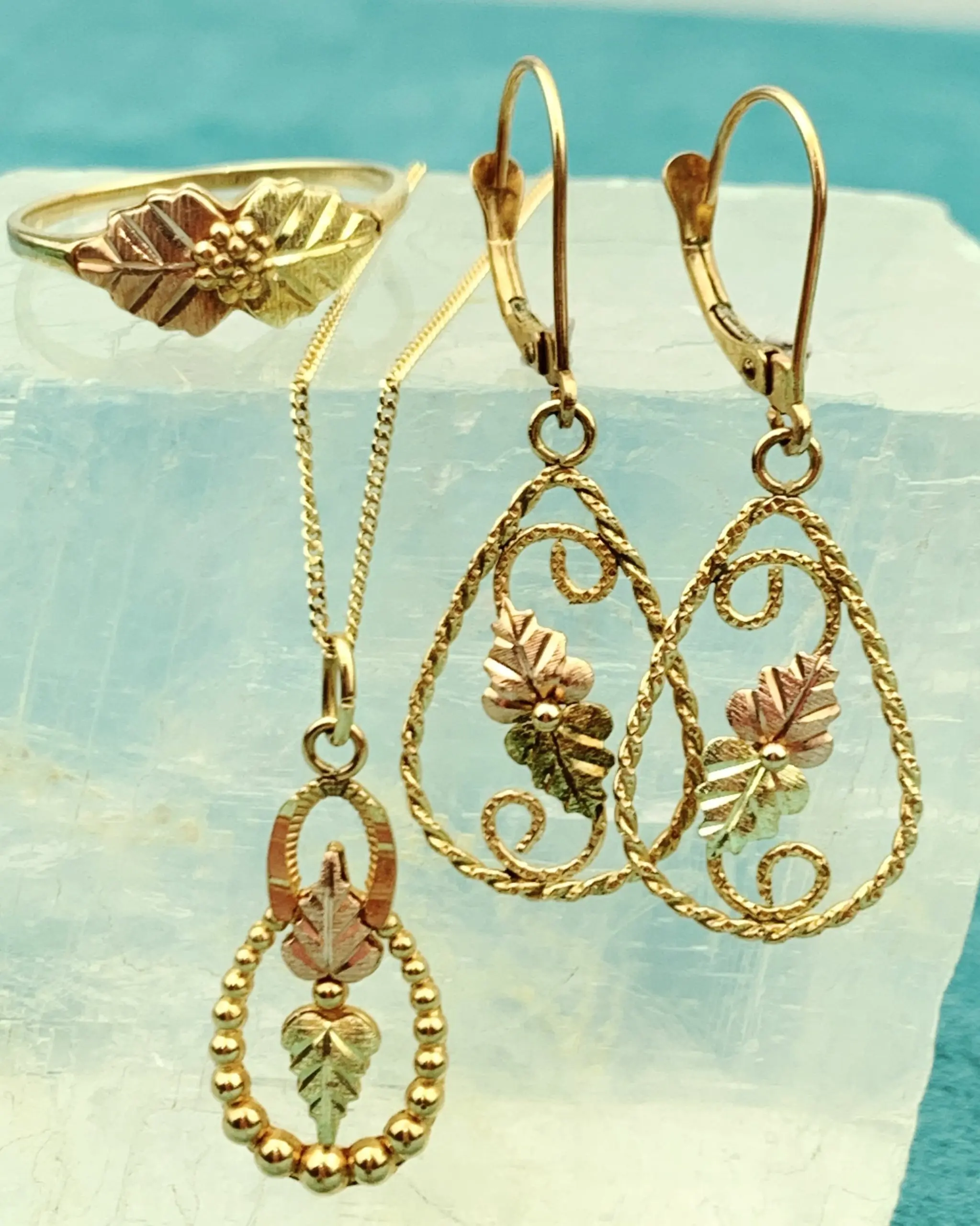 10ct Ring, Necklace, Pendant & Earrings Gold Set - NEW