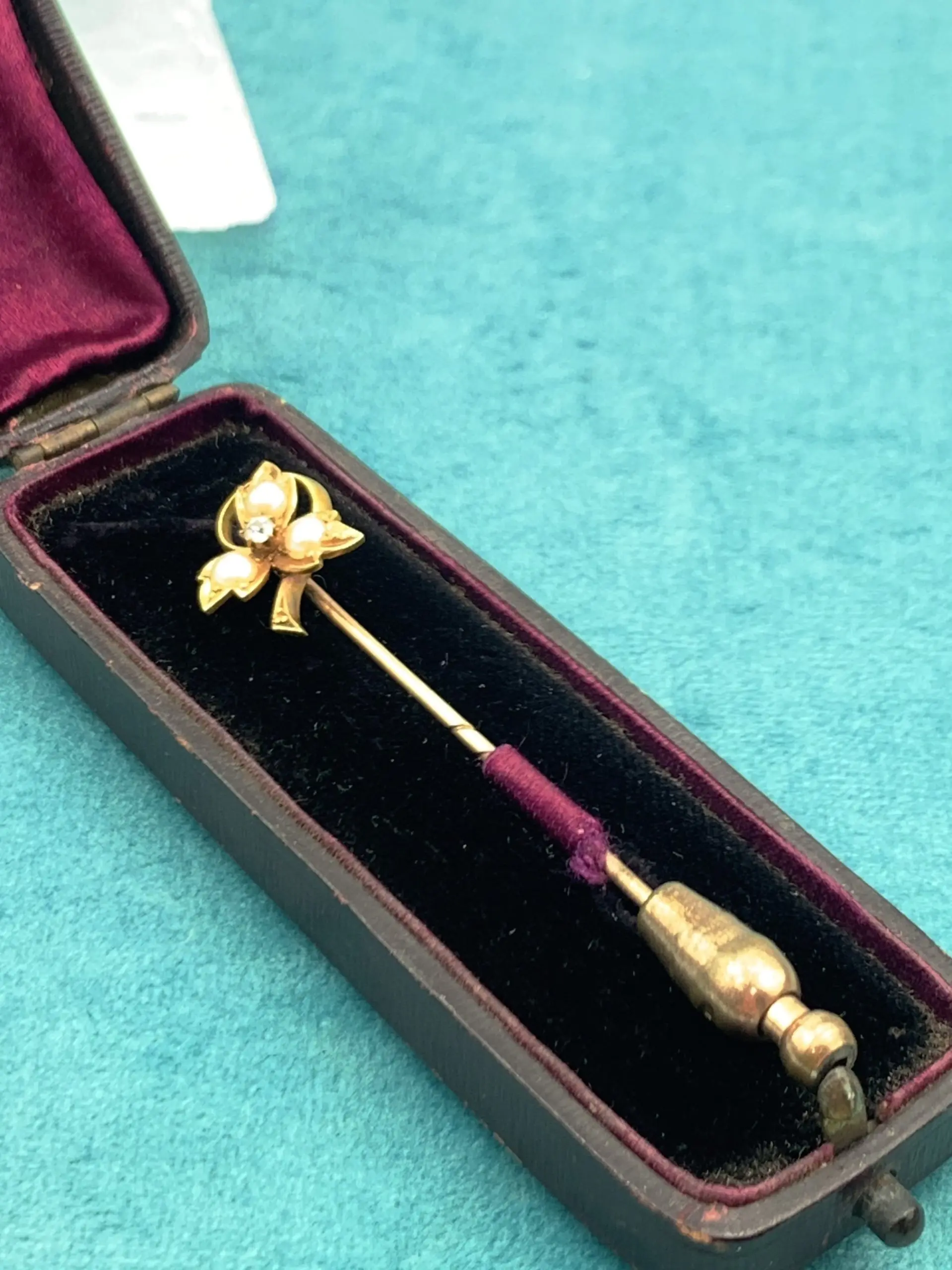 Antique 18ct Gold Pearl Hat or Tie Pin