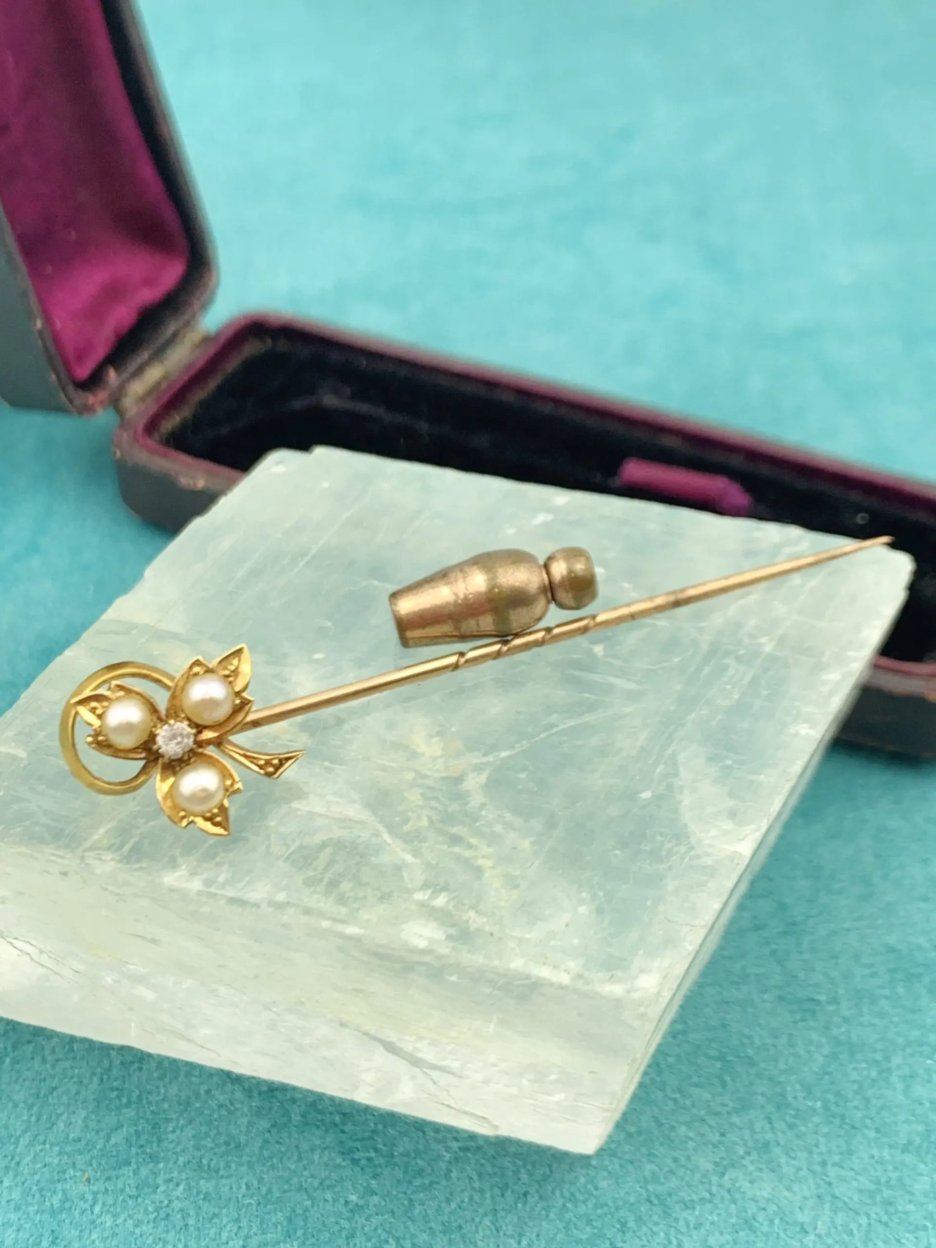Antique 18ct Gold Pearl Hat or Tie Pin - Image 3