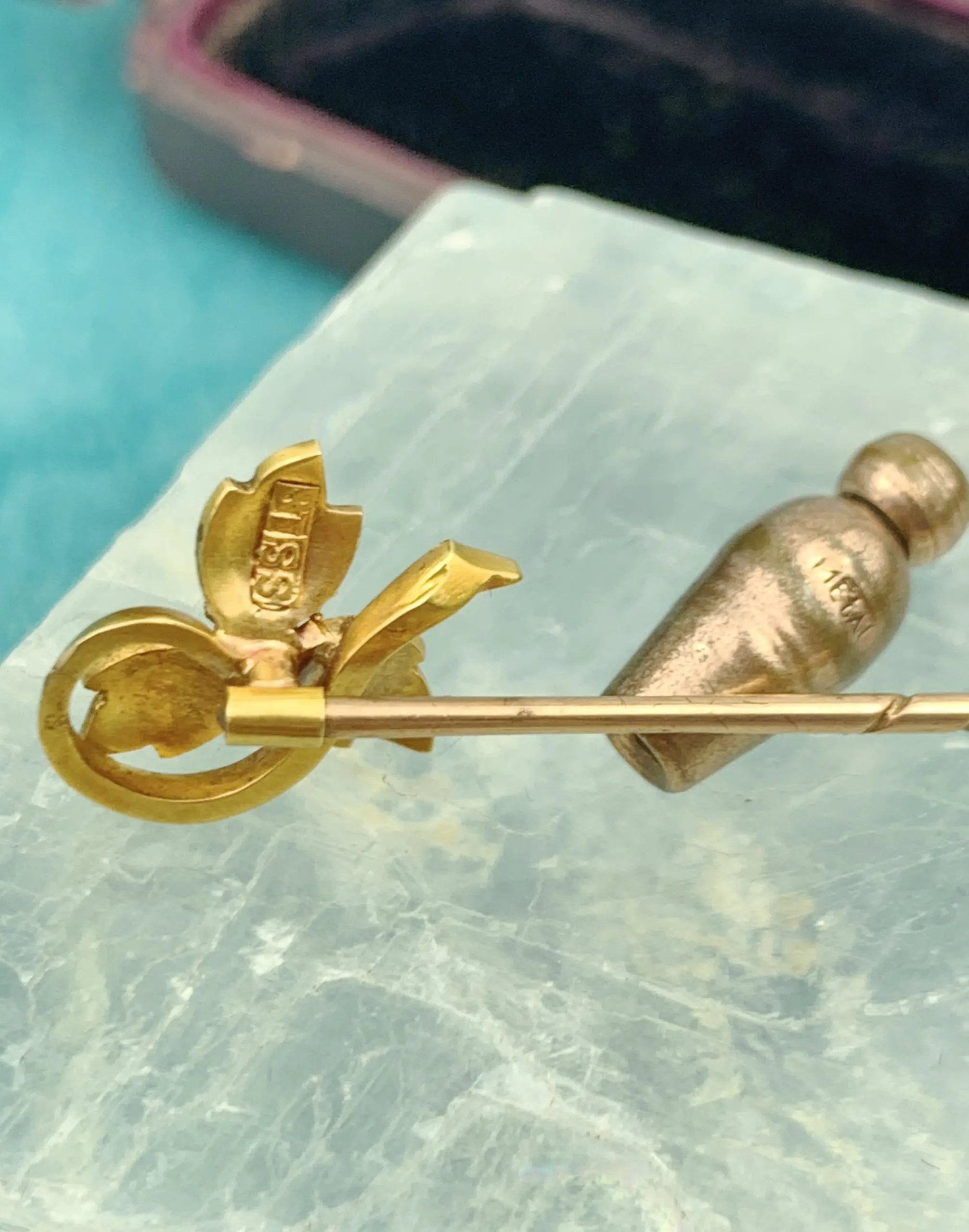 Antique 18ct Gold Pearl Hat or Tie Pin - Image 4