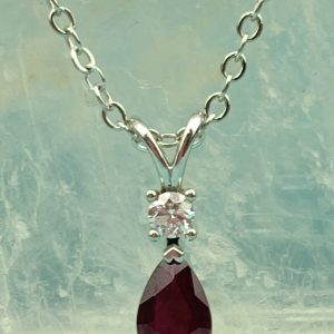 Teardrop Ruby Pendant with Diamond NEW $2,520