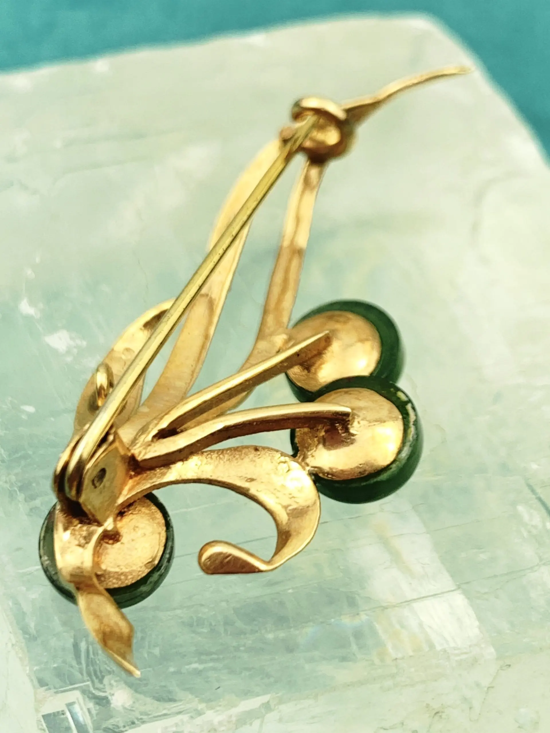 Vintage 9ct Gold Jade Brooch - Image 3