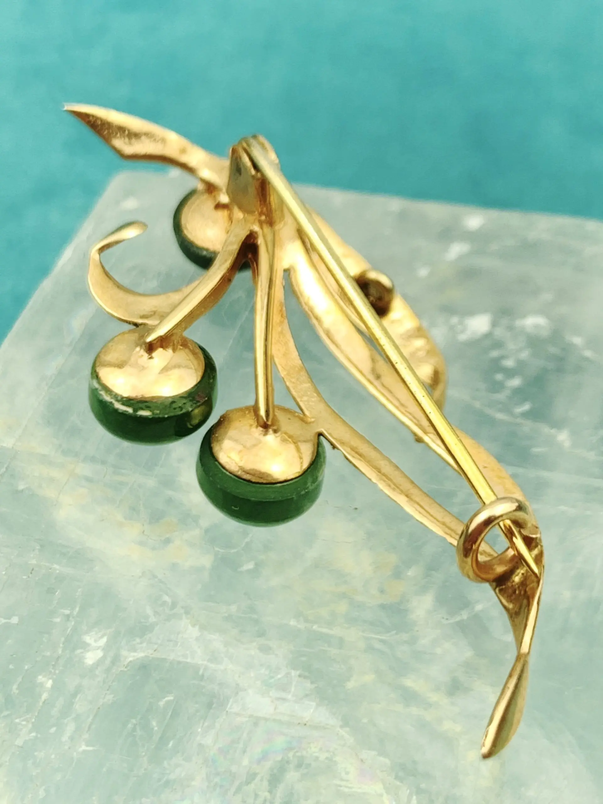 Vintage 9ct Gold Jade Brooch - Image 4