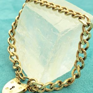 9ct Curblink Gold Bracelet & Heart Locket