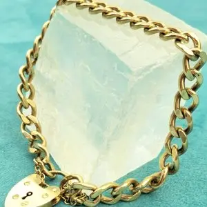 9ct Curblink Gold Bracelet & Heart Locket