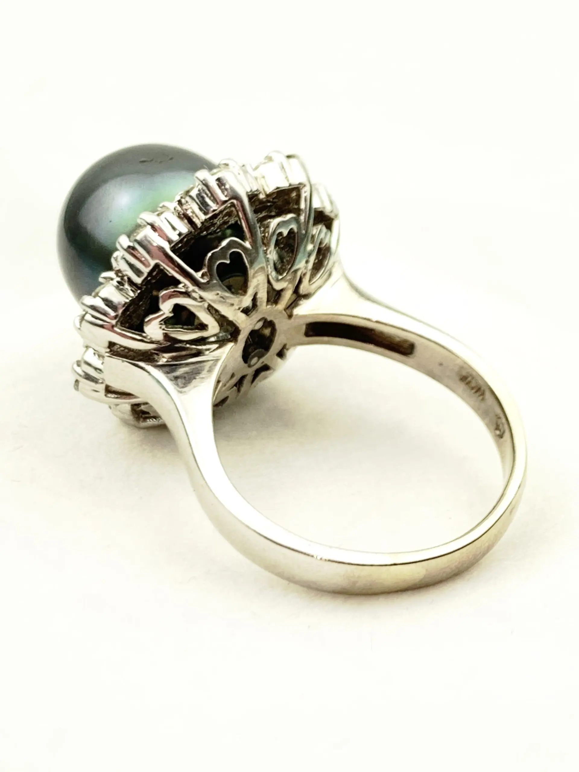14ct Gold Diamond & Tahitian Black Pearl Ring - Image 4