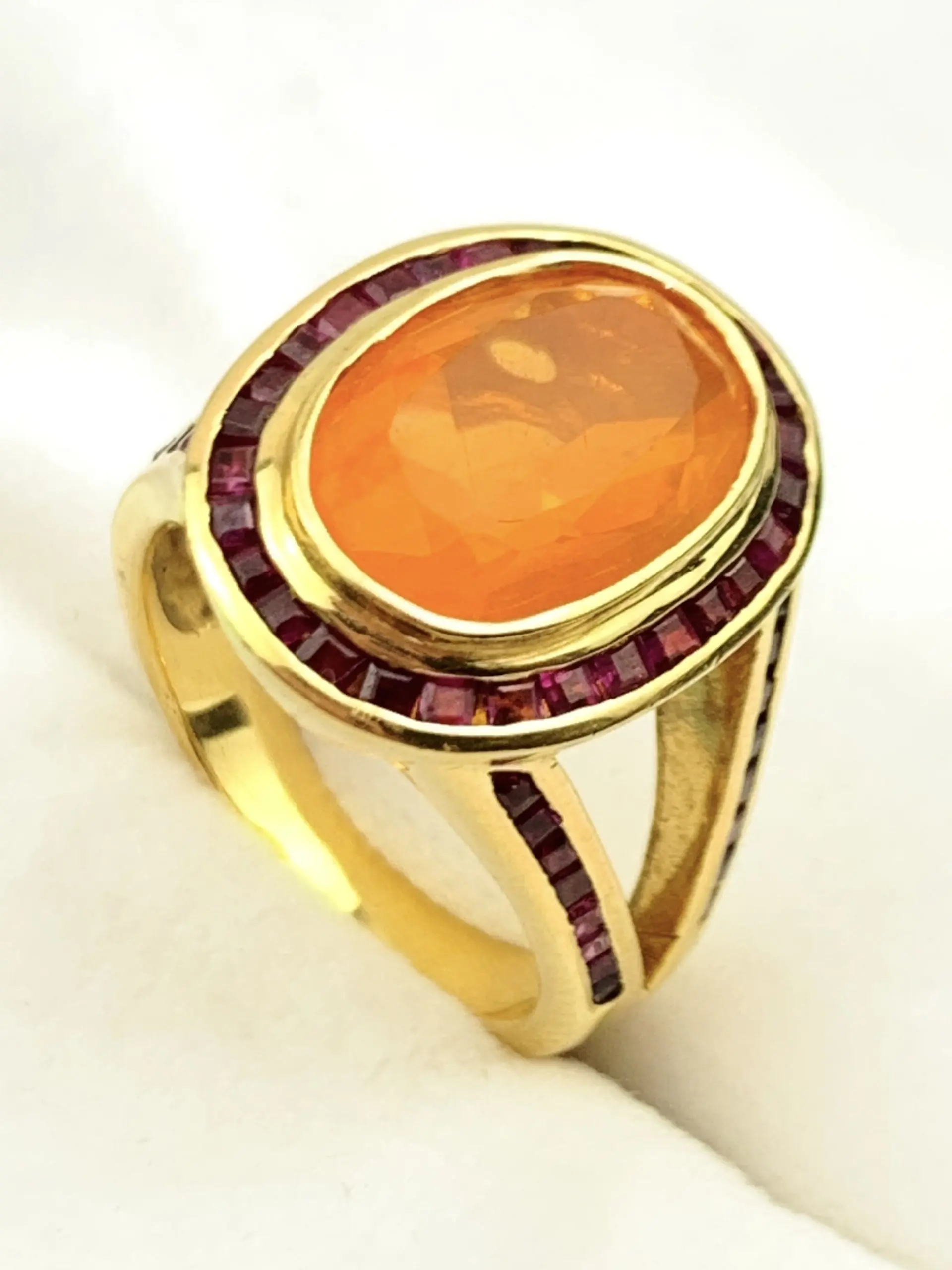 22ct Gold Ruby & Mexican Fire Opal Ring