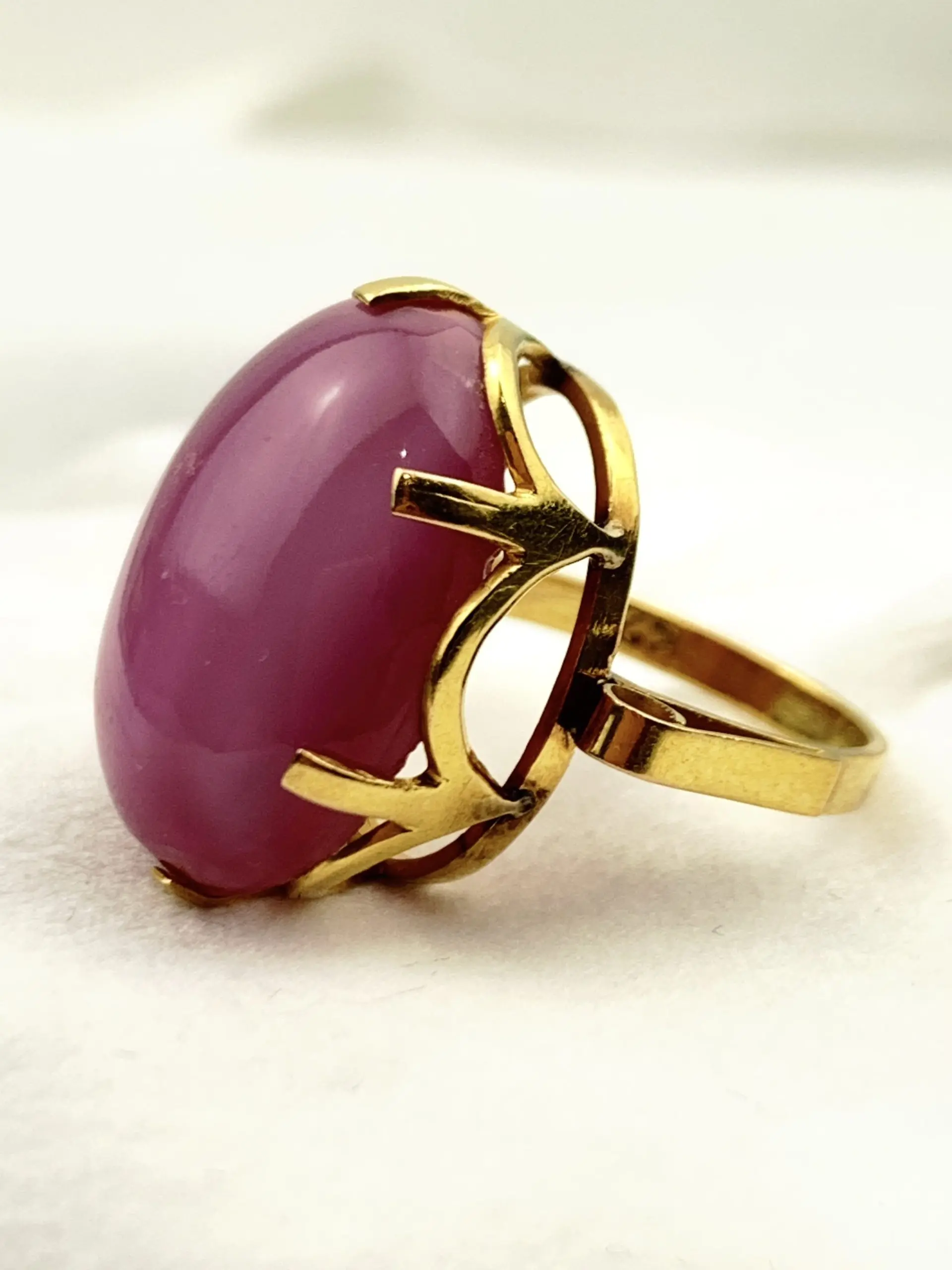 Vintage 22ct Gold Cat's Eye Chrysoberyl Ring - 1960's - Image 3