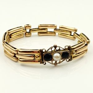 Antique Bracelet 15ct Gold with Pearl & Sapphires