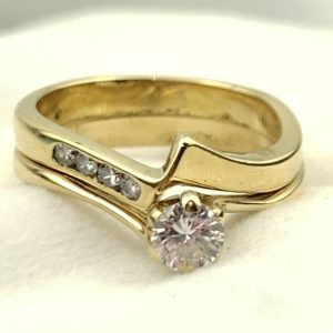 18ct Gold Diamond Engagement & Wedding Ring Set