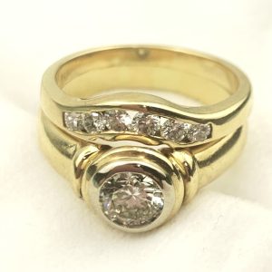 18ct Gold Diamond Engagement & Wedding Ring Set