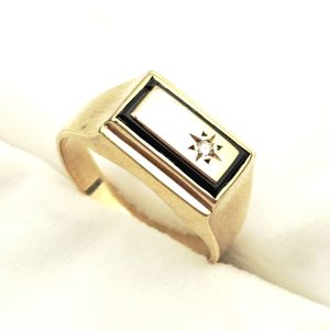 Vintage 9ct Gold Diamond Signet Ring