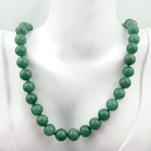 Vintage Single Strand Jade Necklace Silver Clasp