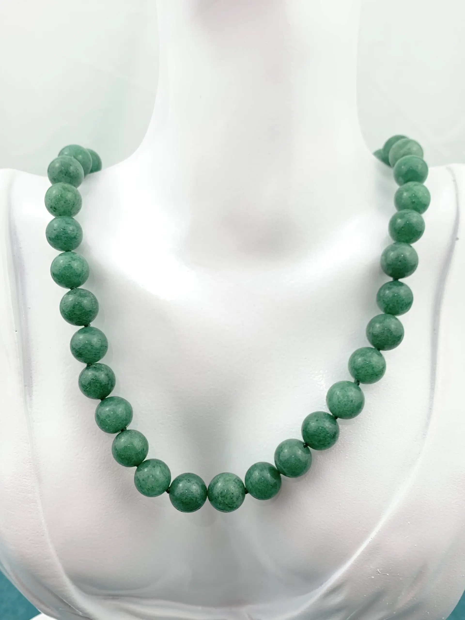 Vintage Single Strand Jade Necklace Silver Clasp