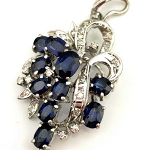 9ct Gold Diamond & Sapphire Pendant
